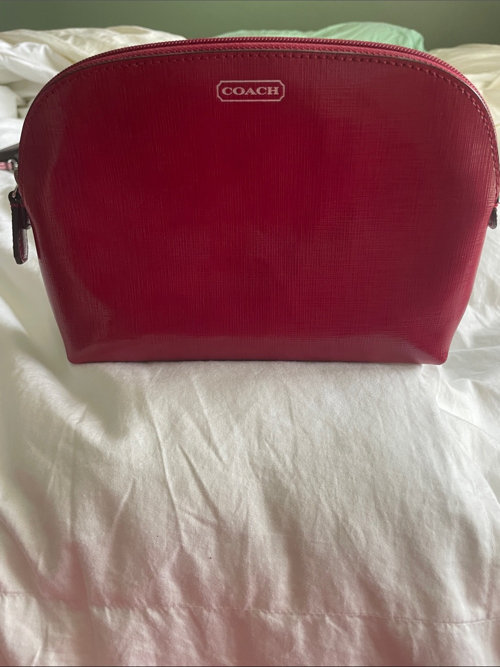COACH vintage y2k Red Leather medium Cosmetic Case new